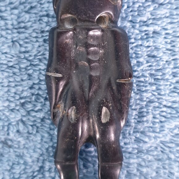 3’’ Vintage Hand Carved Genuine Magnetic Black Jade Skeleton Talisman Amulet - Picture 5 of 9